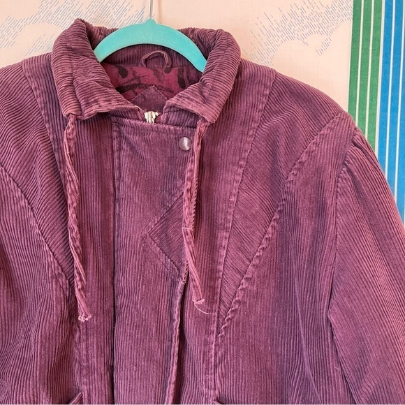 VINTAGE purple corduroy cotton crop bomber jacket extra small trendy puffer - Picture 2 of 5
